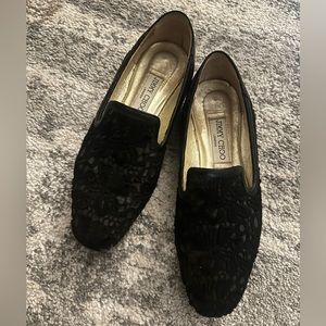 Jimmy Choo Lace Appliqué smoking flat